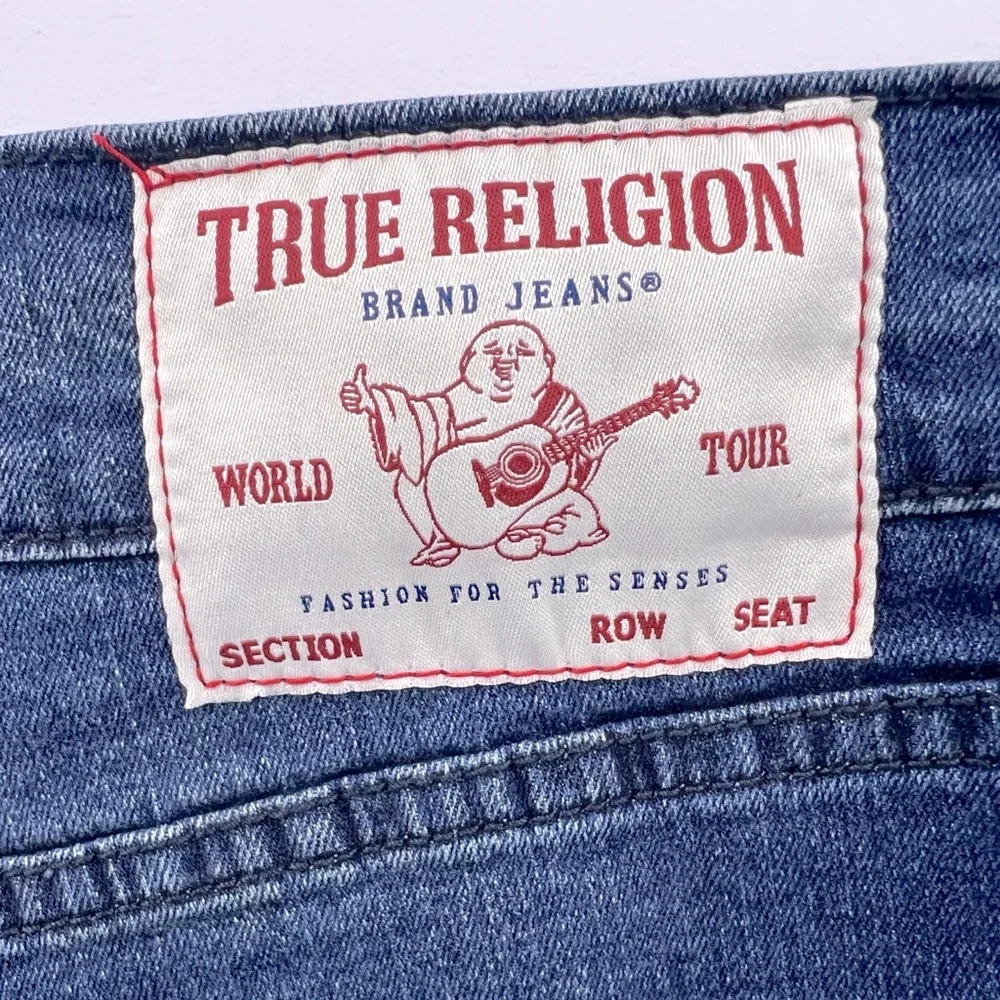 TRUE RELIGION JEANS, RICKY RELAXED STRAIGHT, DARK INDIGO BLASTER, W 33, L34